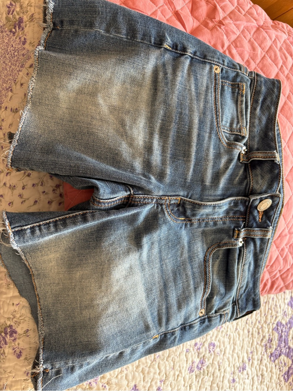 American Eagle Outfitters Distressed Light-Blue Denim Shorts